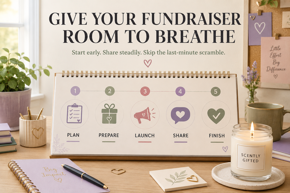 Fundraiser planning timeline showing five steps for organizing a successful fundraiser without overwhelming the team