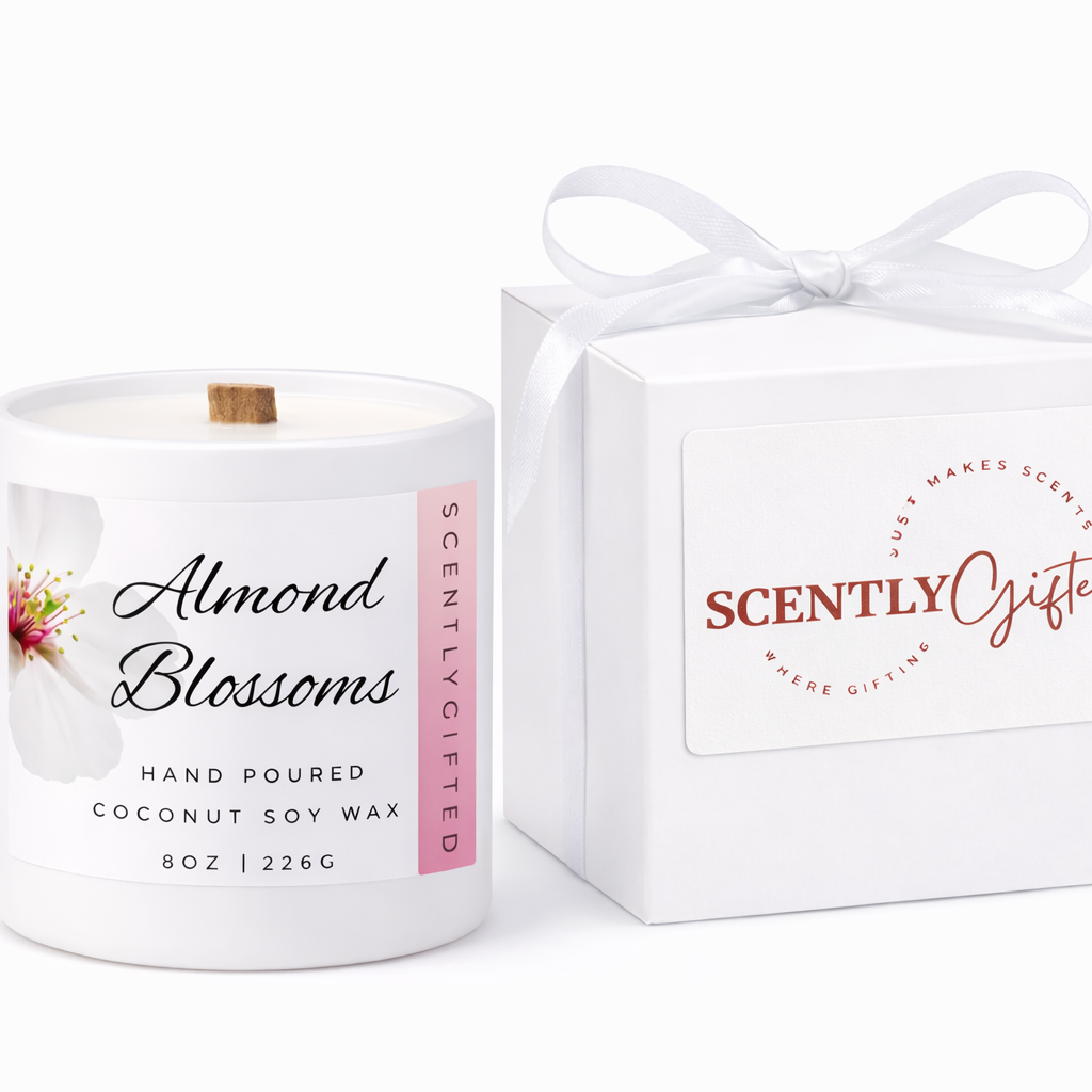 Almond Blossoms Candle (8 oz) | Soft Floral Self-Care Candle | Scently Gifted